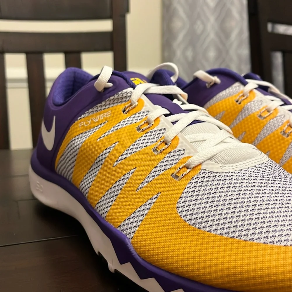 Nike Free Trainer 5.0 V6 AMP Louisiana LSU Tigers shoes sneaker 723939 571 sz 15